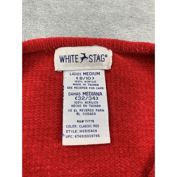 White Stag Ladies Medium Red Classic Ugly Christmas Sweater W Geometric Patterns - Picture 3 of 10